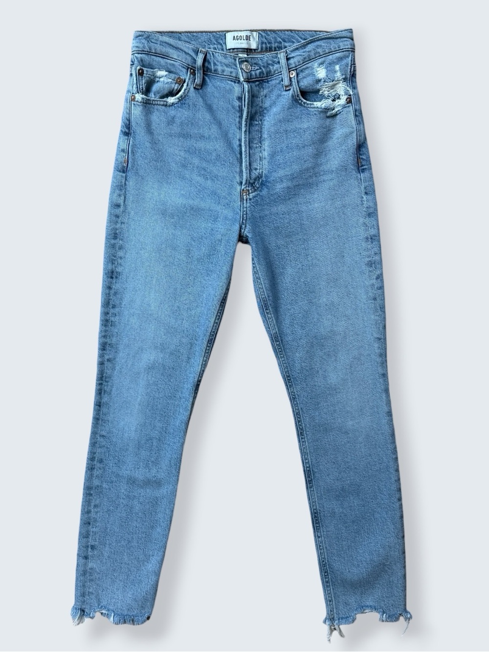 AGOLDE High Rise Ankle Jeans Light Wash Raw Hem Size 26